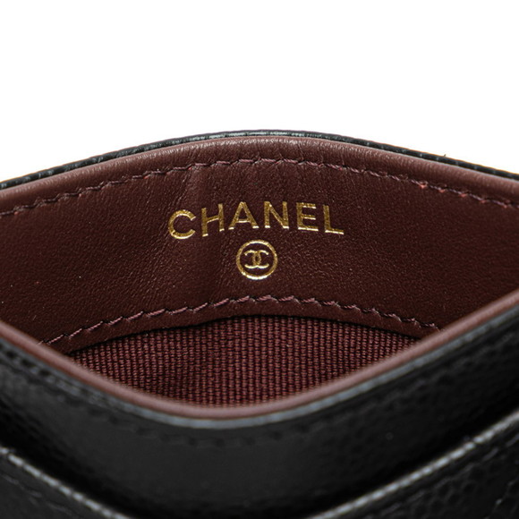 CHANEL Matelasse Coco Mark Gold Hardware Classic Card Case AP4472 Black Cavia...